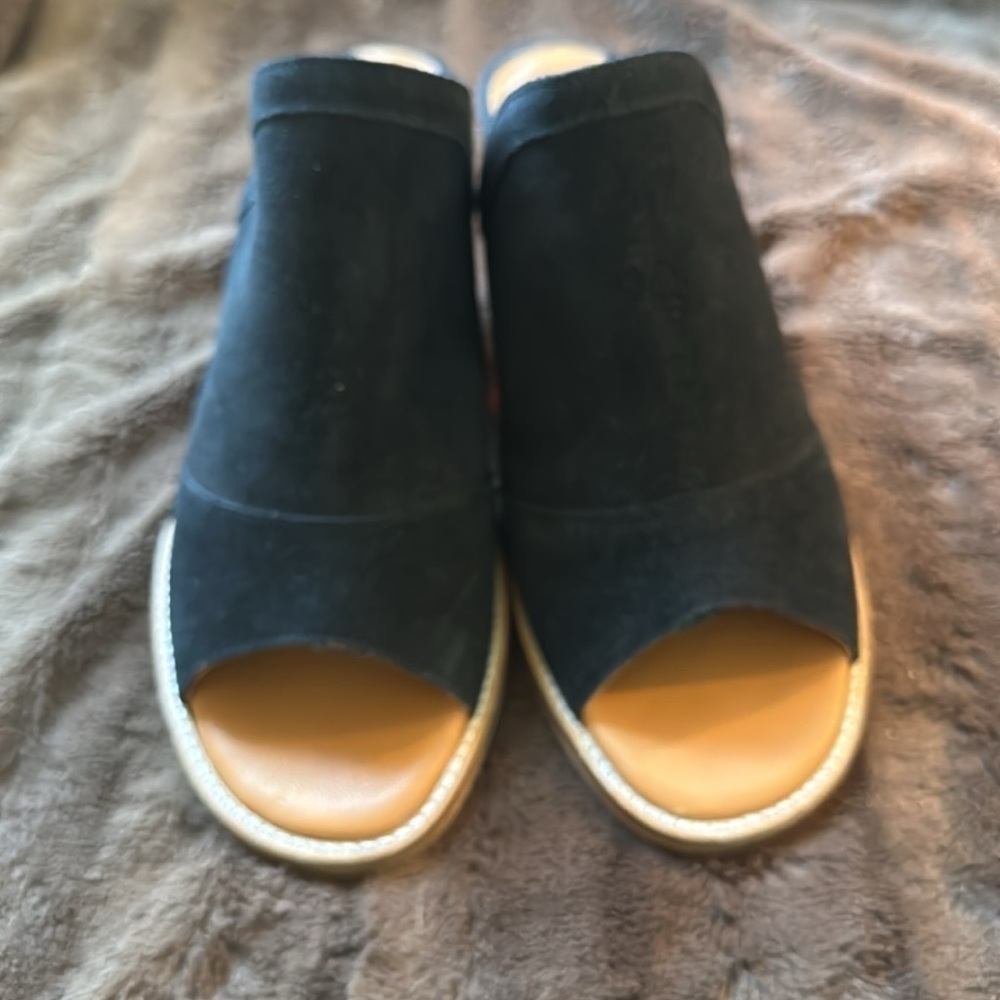 ANDRE ASSOUS Siri Black Suede Slip On Slide Mule Black Sz 8 - Picture 2 of 12